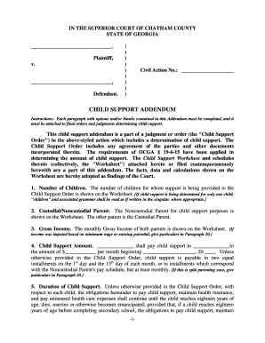 Child Support Addendum  Form