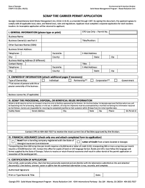 Georgia Scrap Tire Carrier Permit Application Form