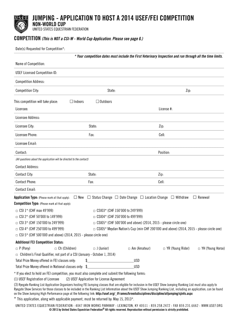 Fei Jumping Event Hosting Packet  the United States Equestrian    Usef  Form