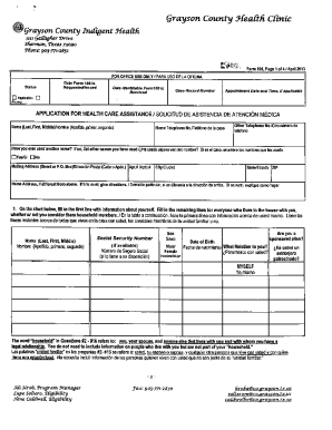 Grayson County Indigent Health  Form