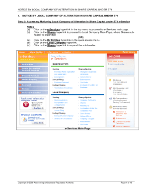 Alteration in Capital under S71 Form