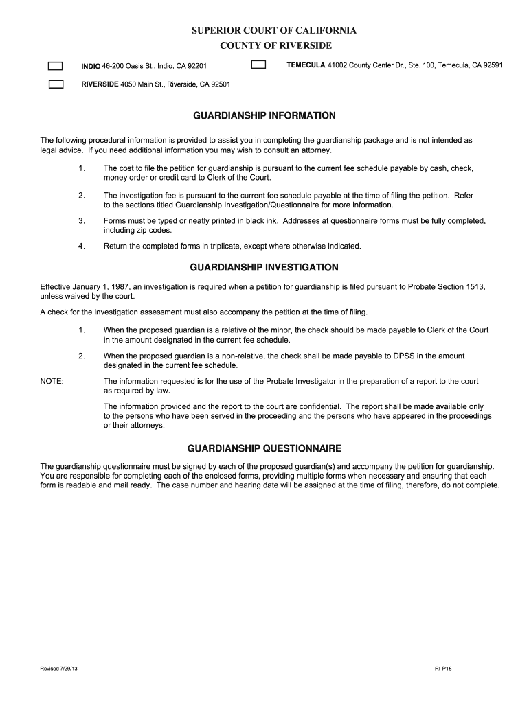 Guardianship Packet  Form