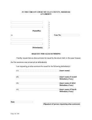 Alias Summons Missouri  Form