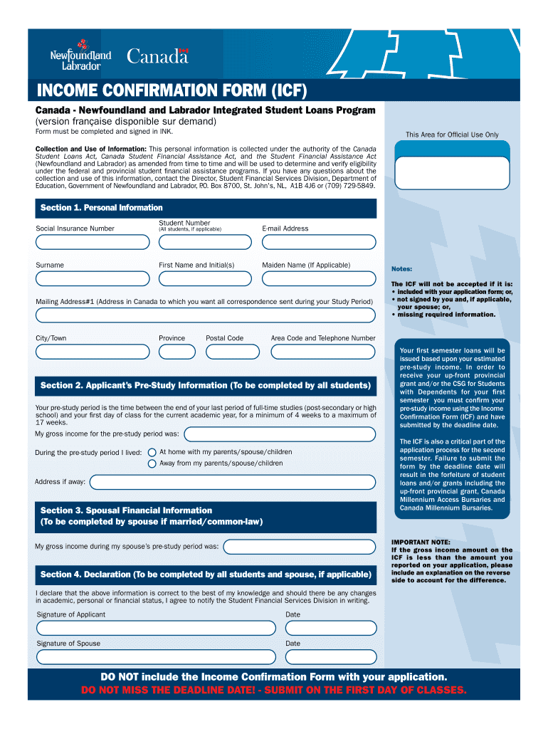 Income Confirmation Form