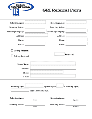 GRI Referral Form PDF Realtor