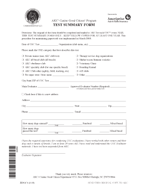 Cgc Test Summary Form