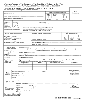 Belarusian Visa Application Form Passport and Visa Exchange, Inc