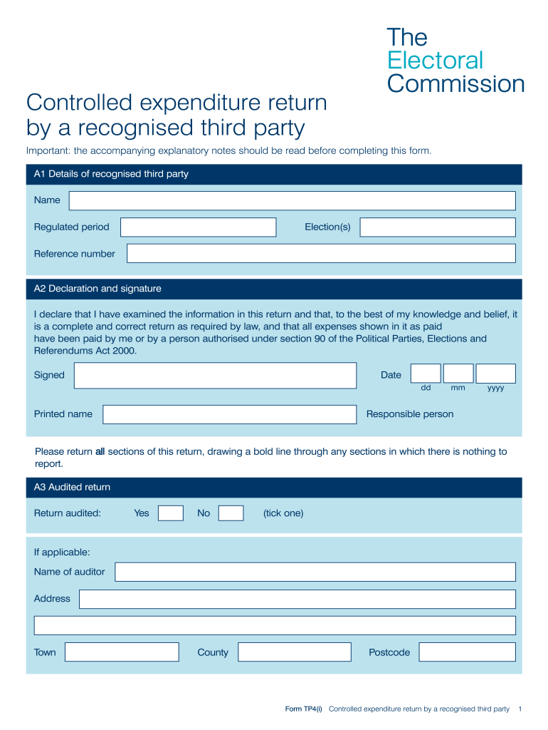 Expenditure Return  Form
