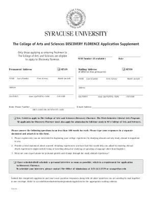 Syracuse University Application  Form