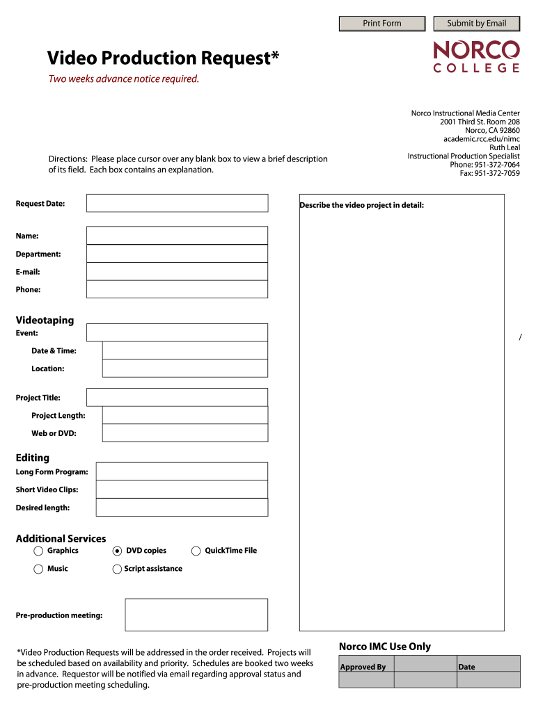 Production Request Form