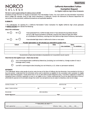 AB540 Non Resident Waiver Form Norco College Norcocollege