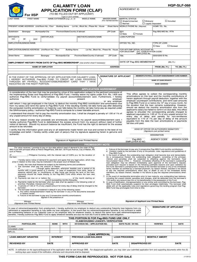 Pag Ibig Calamity Loan Online Application  Form