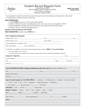 Mcps Central Records  Form