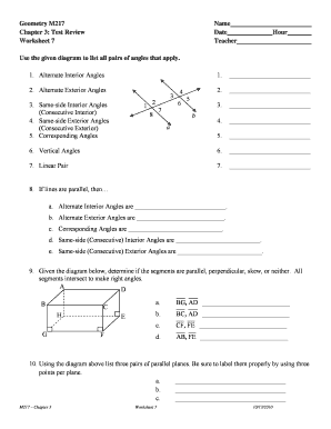 Chapter 3 Quiz 3 Geometry Answers  Form