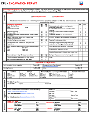 Excavation Permit Template  Form