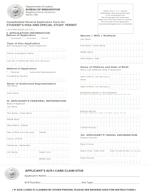 Consolidated General Application Form for Student Visa