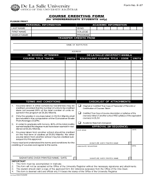 Course Crediting Form Dlsu