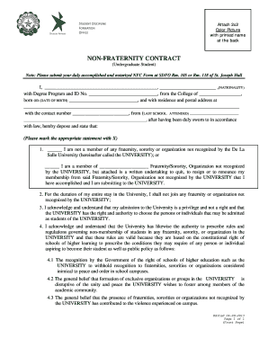 Non Fraternity Contract Dlsu  Form