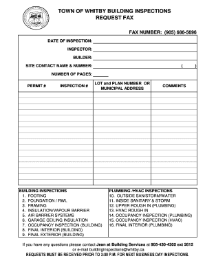 Whitby Building Inspection  Form