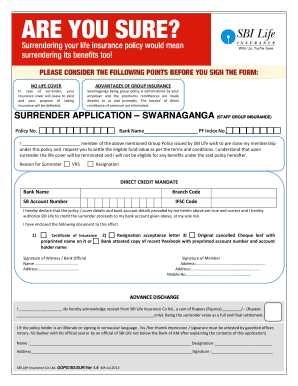 Swarna Ganga Policy  Form