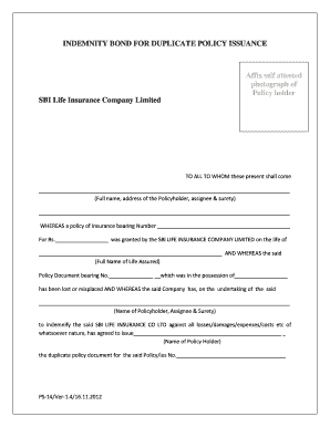 Policy Bond  Form