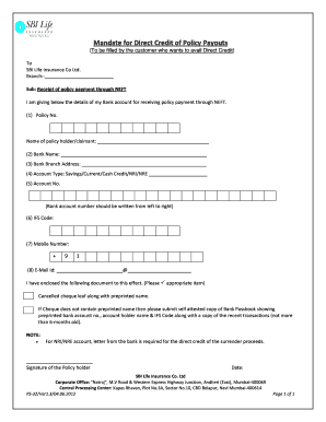 Direct Credit Mandate Form