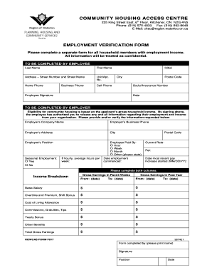 EMPLOYMENT VERIFICATION FORM Social Services