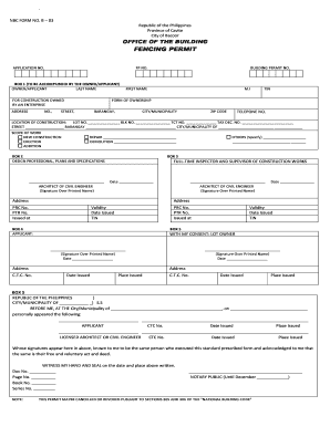 Fencing Permit Form