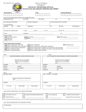 Excavation and Ground Preparation Permit  Form