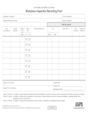 Workplace Inspection Recording Form
