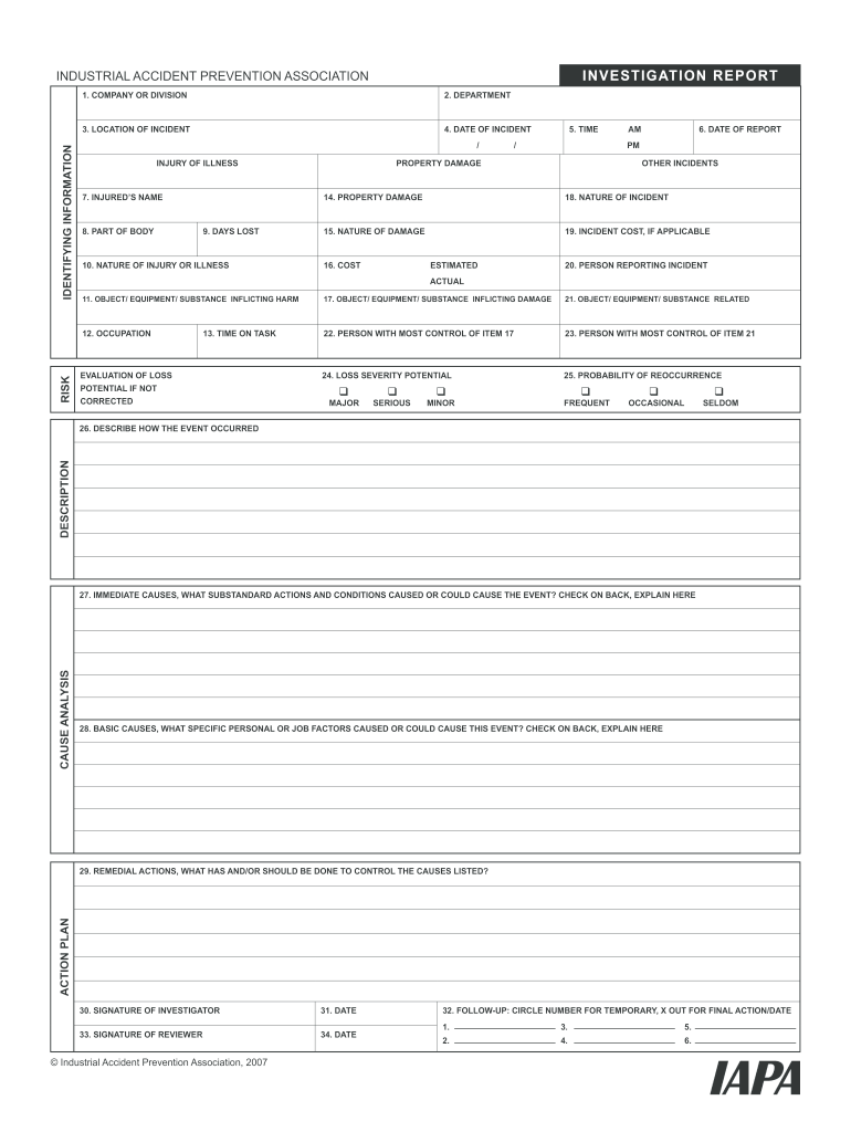 Investigation Report Form 109 KB  IAPA