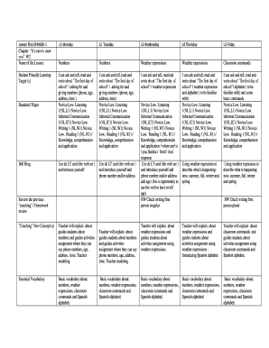 Realidades 1 Lesson Plans  Form