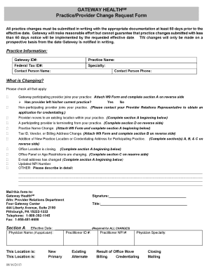  Change of Provider Forms 2013-2024