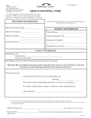Referral Slip of Gynae Obs Patient  Form