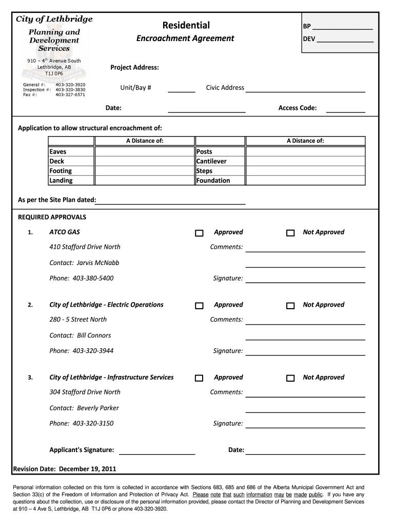 Encroachment Agreement Form