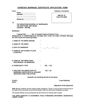 Christian Marriage Certificate Download  Form