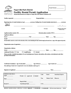 Facility Rental Permit Application Naperville Park District Napervilleparks  Form