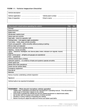 Car Inspection List  Form