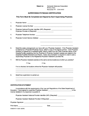 What is Supervising Physician Certification 412601  Form