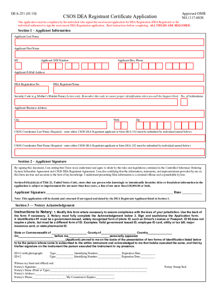 Dea Form 223 Sample