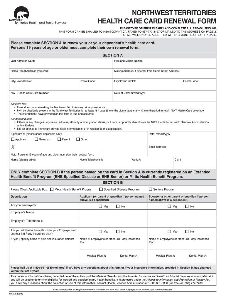 Health Card Renewal Form