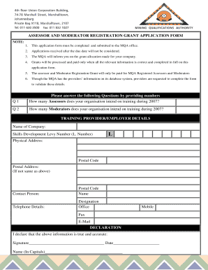 Qcto Assessor Registration Form