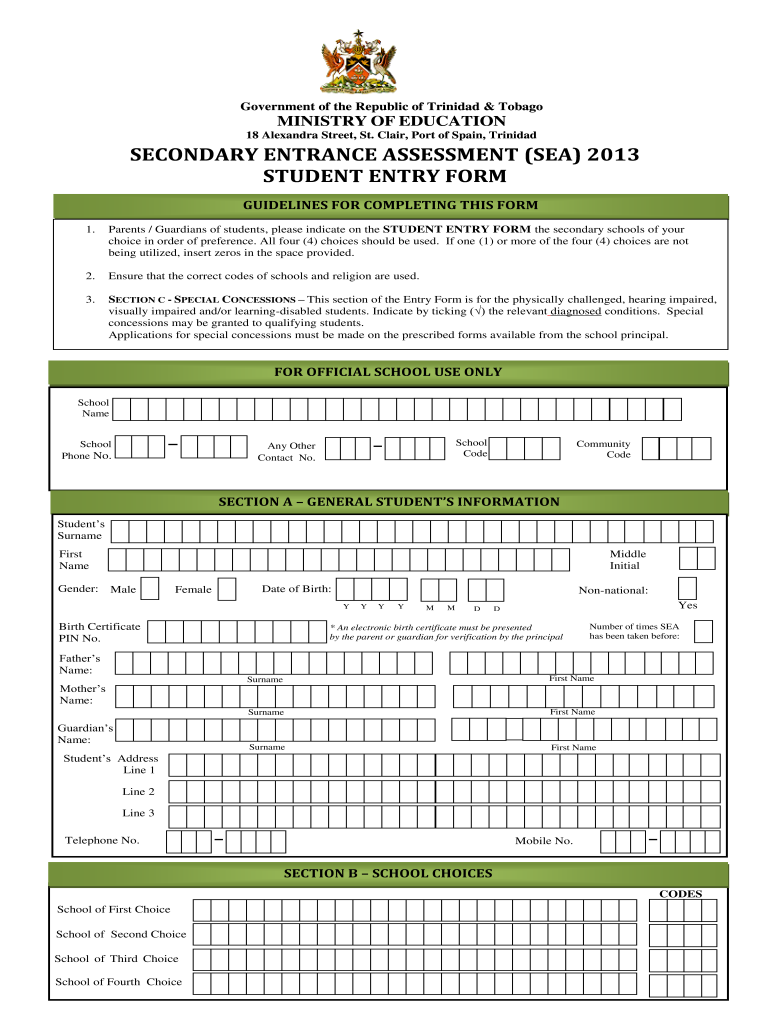  Sea Registration Form 2019