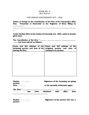 Partnership Firm Registration Form 5 in Word Format