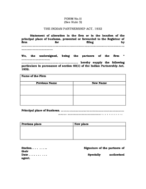 Form Ii Partnership Act 1932