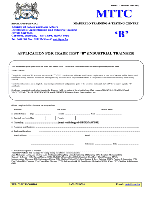 Trade Test B  Form