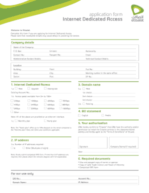 Internet Dedicated Access Application Form Etisalat Etisalat