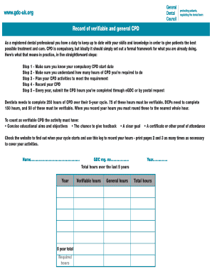 Gdc Cpd Log  Form