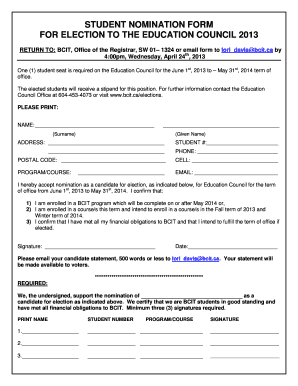 Student Nomination Form