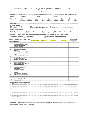 RACSDirect Observation of Surgical Skills SURGICAL DOPS Assessment Form